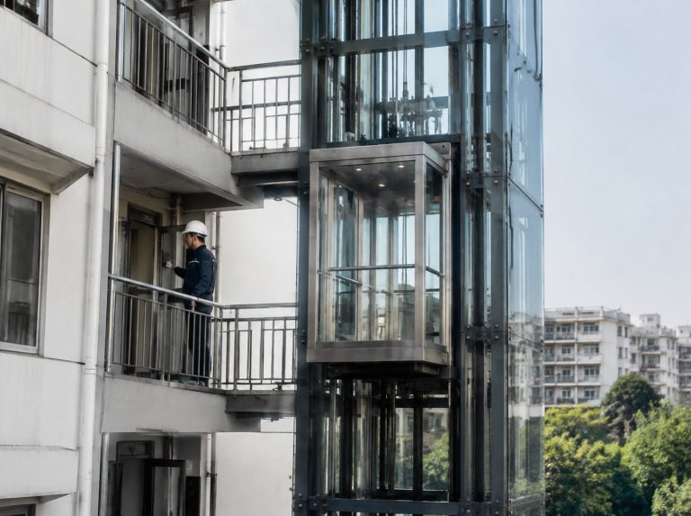 白山旧楼加建观光电梯